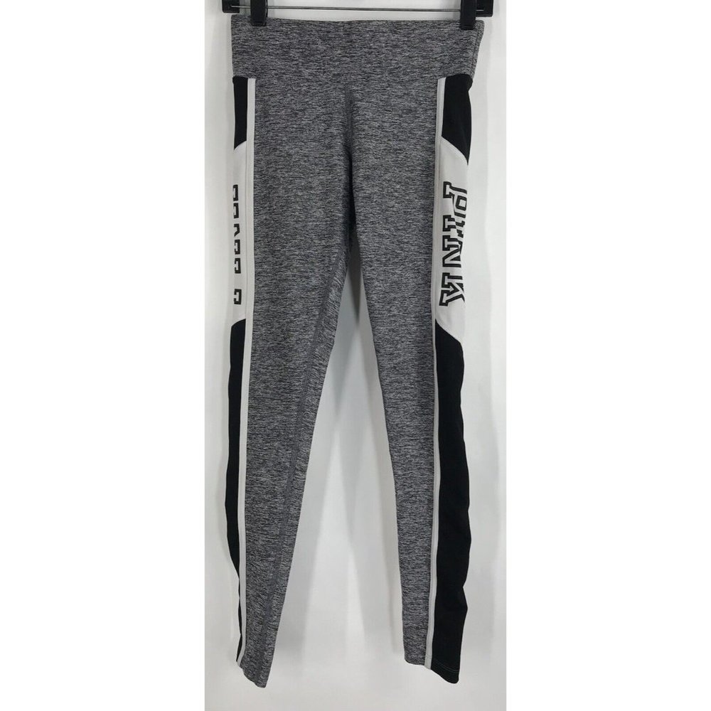 Victorias Secret Pink Ultimate Leggings XS Womens Grey Black White Logo